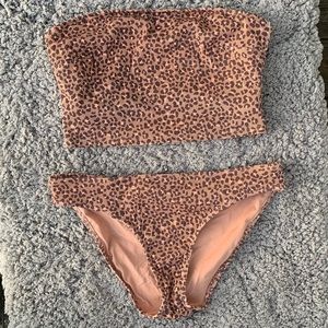 AERIE LEOPARD PRINT BANDEAU BIKINI